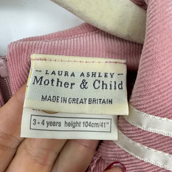 Vintage Laura Ashley Mother & Child Kids Girl Dress 3-4yo Corduroy Marine Pink - Picture 5 of 11
